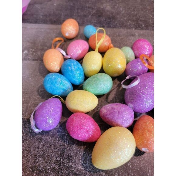 Multicolor Easter egg glitter ornament set home decor - Picture 2 of 7